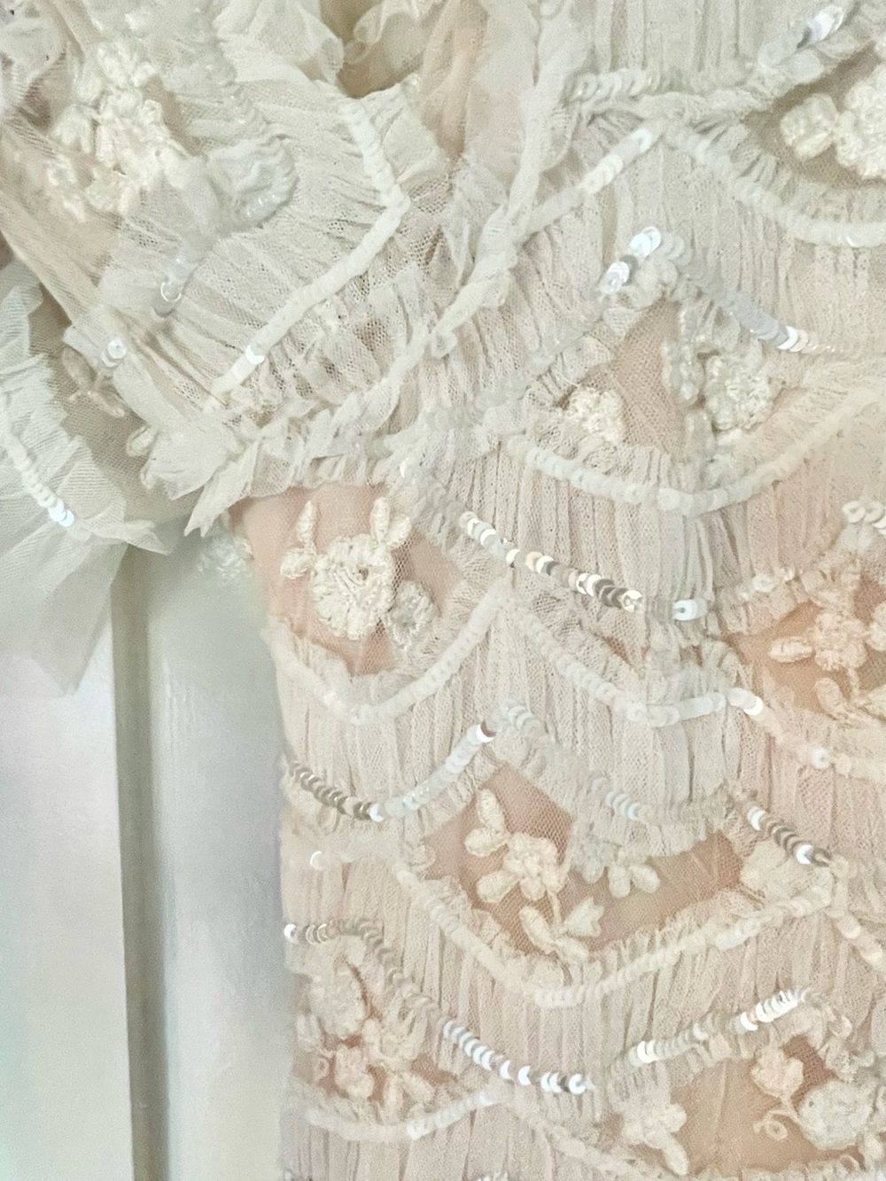 Needle & Thread Carmen Ruffle ankle 
Gown Champagne, size US 8 - Picture 6 of 8
